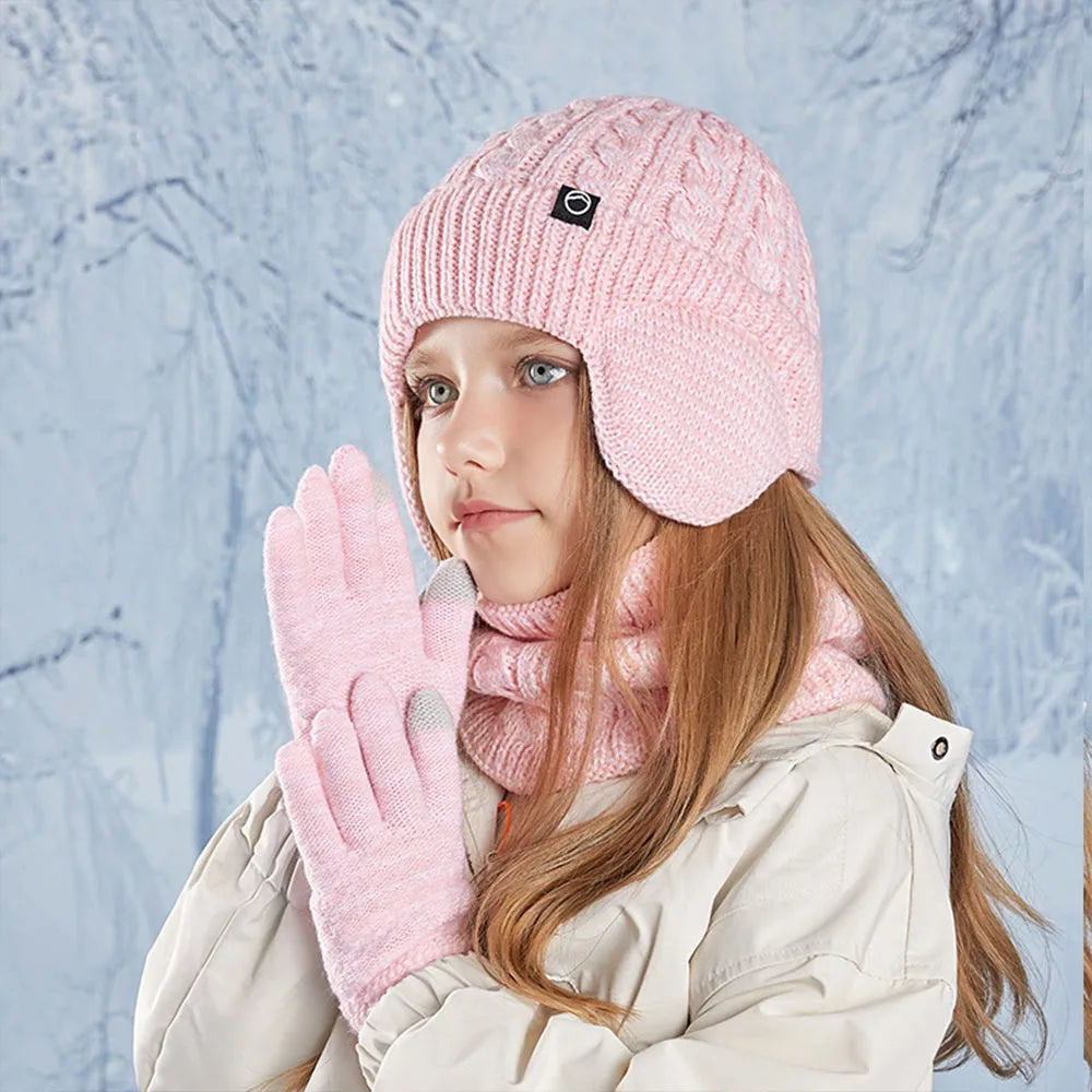 Kids Winter Hat Scarf Gloves Set Ear Warmer Neck Warmer Accessories