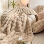 Faux Fur Throw Blanket Plush Soft Warm Decorative Blanket
