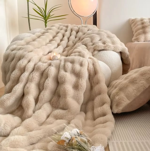 Faux Fur Throw Blanket Plush Soft Warm Decorative Blanket