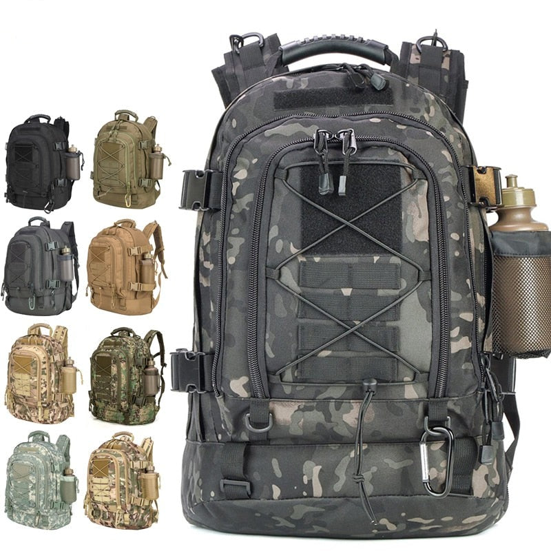 Tactical Backpack 60 Liter Expandable Waterproof Rucksack Pack