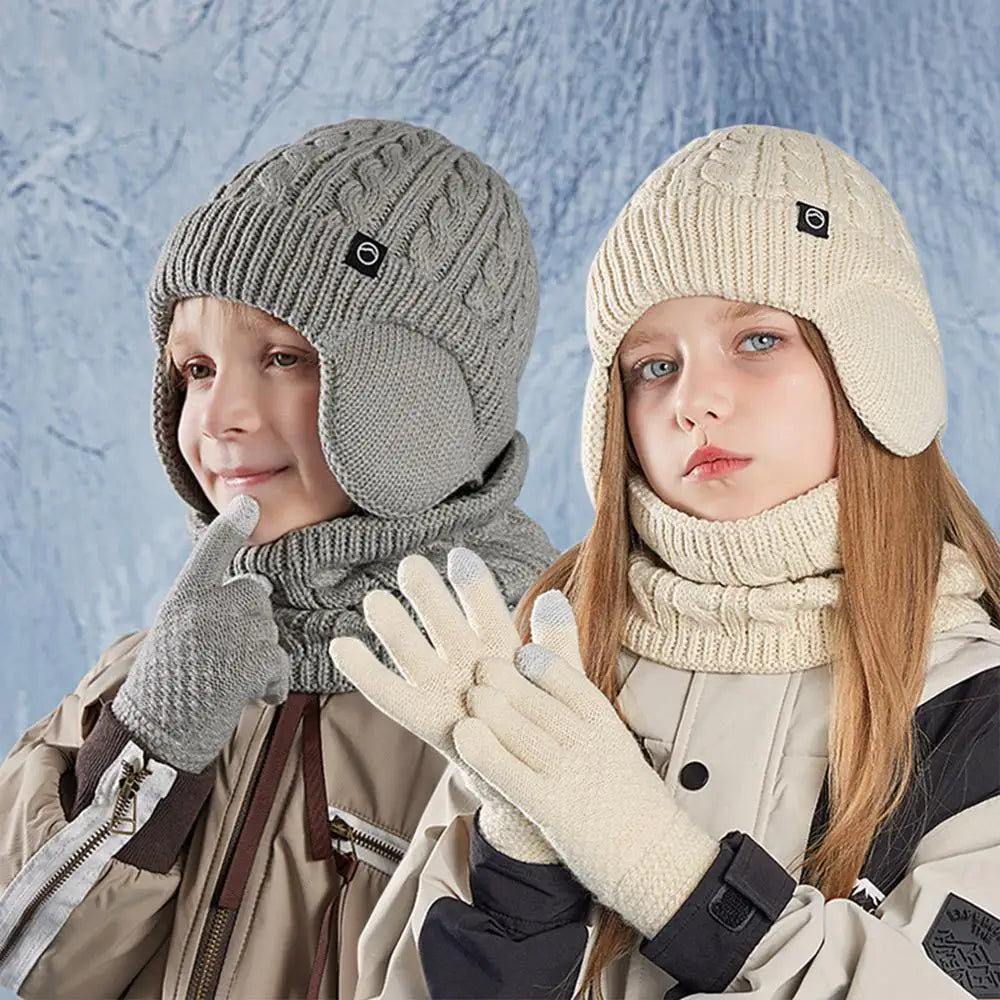 Kids Winter Hat Scarf Gloves Set Ear Warmer Neck Warmer Accessories