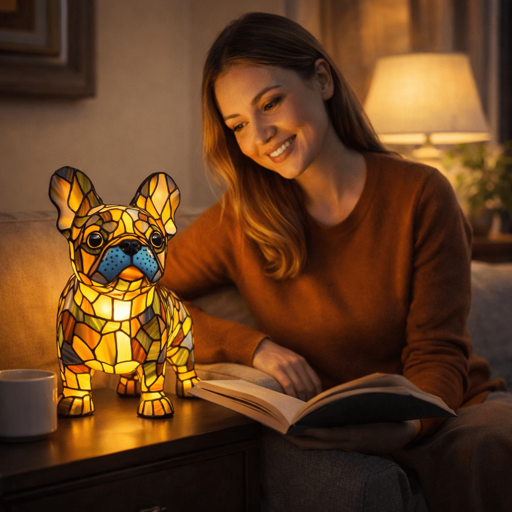 Stained Glass Dog Table Lamp Table Lighting