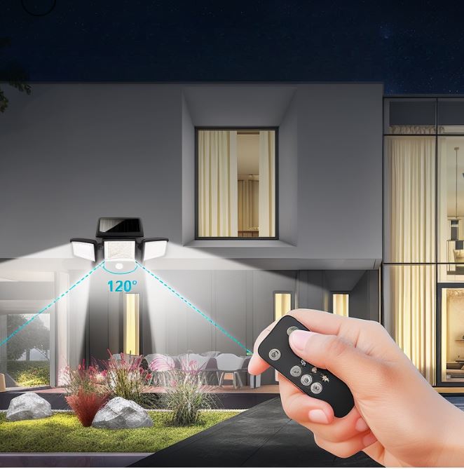 Solar Powered LED Floodlight with Motion Sensor 2500 Lumen IP65