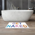 Bathroom Mat Square Printed Funny Get Naked Bath Rug