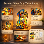 Dog Shape LED Table Lamp Night Light Stained Glass Style
