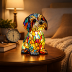 Dog Shape LED Table Lamp Night Light Stained Glass Style