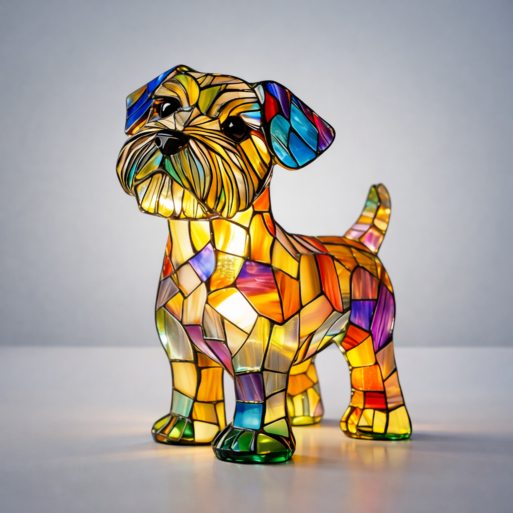Dog Shape LED Table Lamp Night Light Stained Glass Style