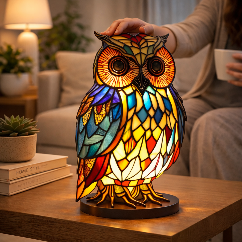 Stained Glass Animal Table Lamp LED Accent Light
