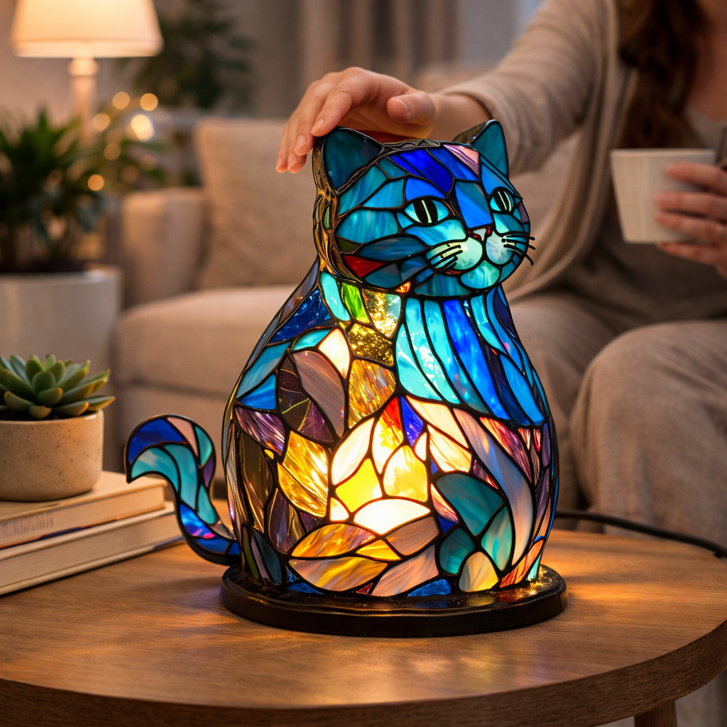 Stained Glass Animal Table Lamp LED Accent Light