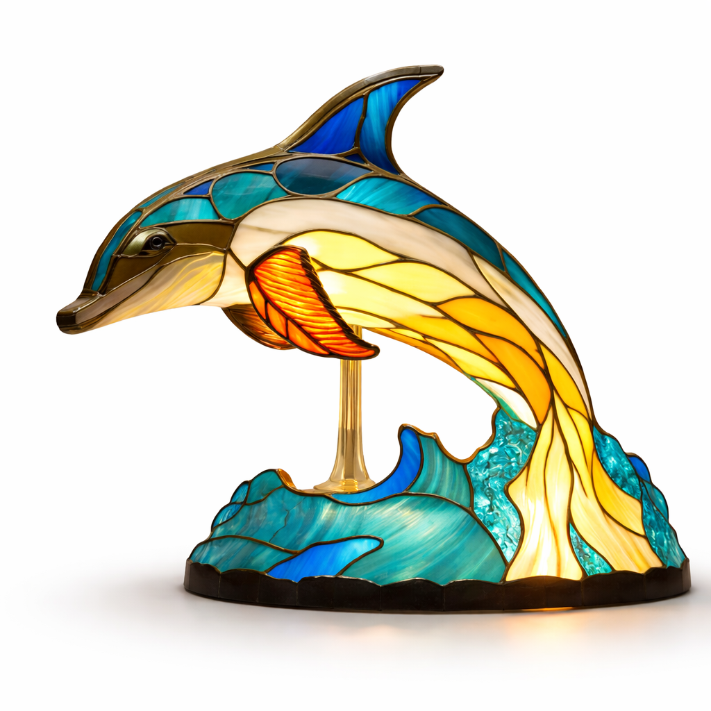 Stained Glass Animal Table Lamp LED Accent Light
