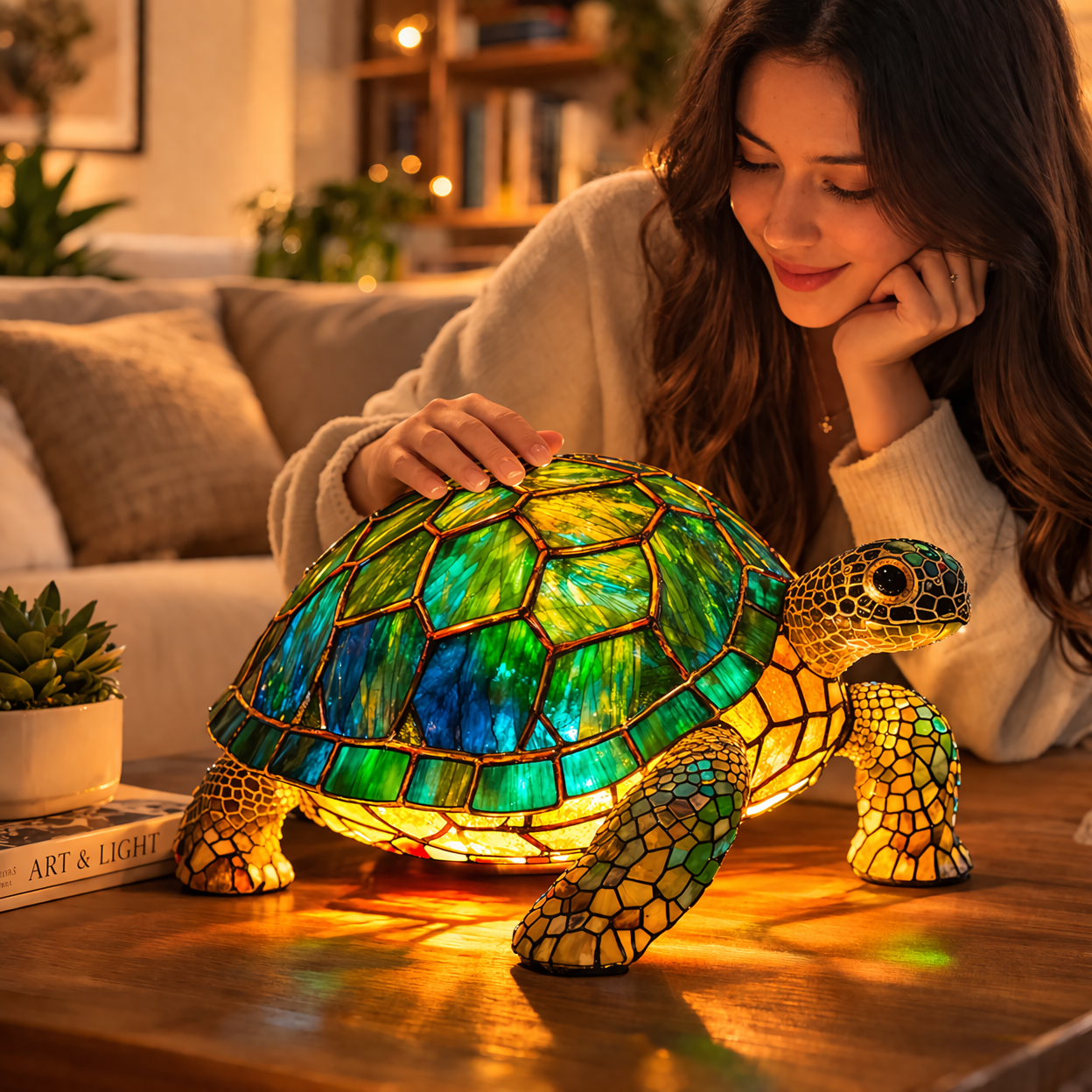 Stained Glass Animal Table Lamp LED Accent Light