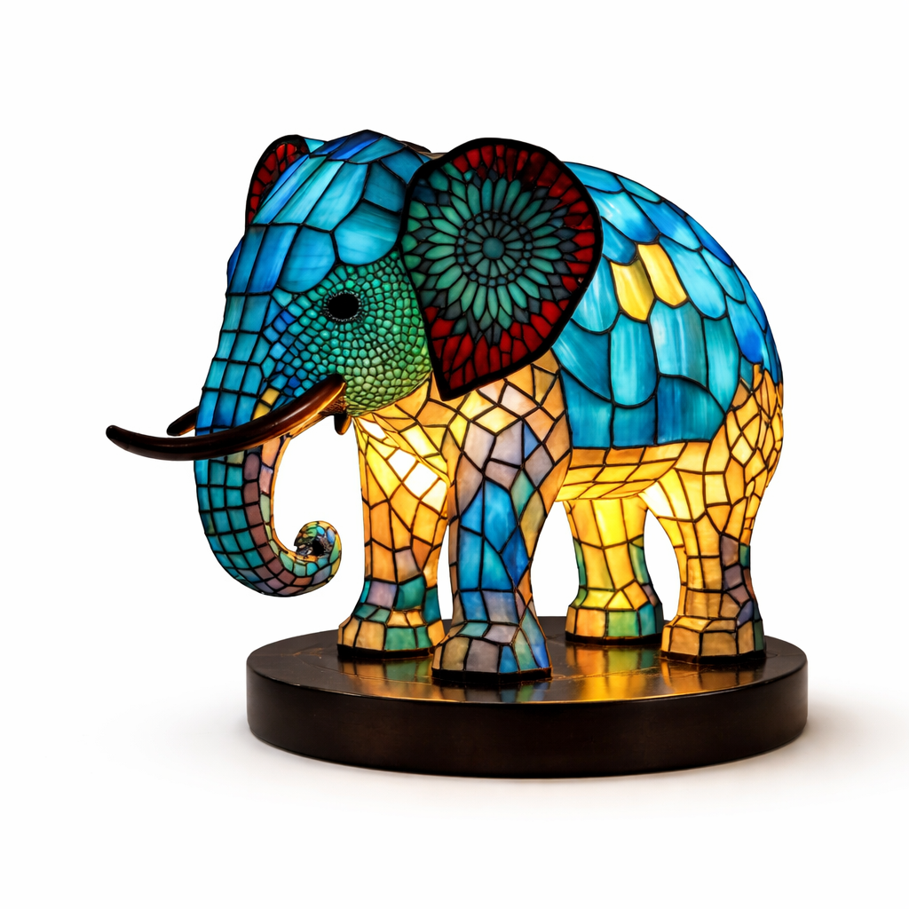 Stained Glass Animal Table Lamp LED Accent Light
