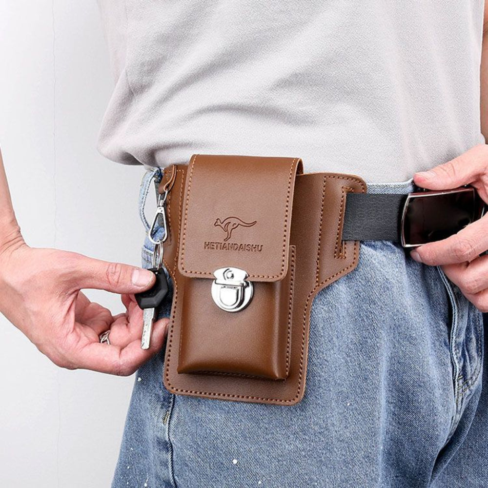 Leather Phone Case Belt Pouch Bag for Outdoor Use