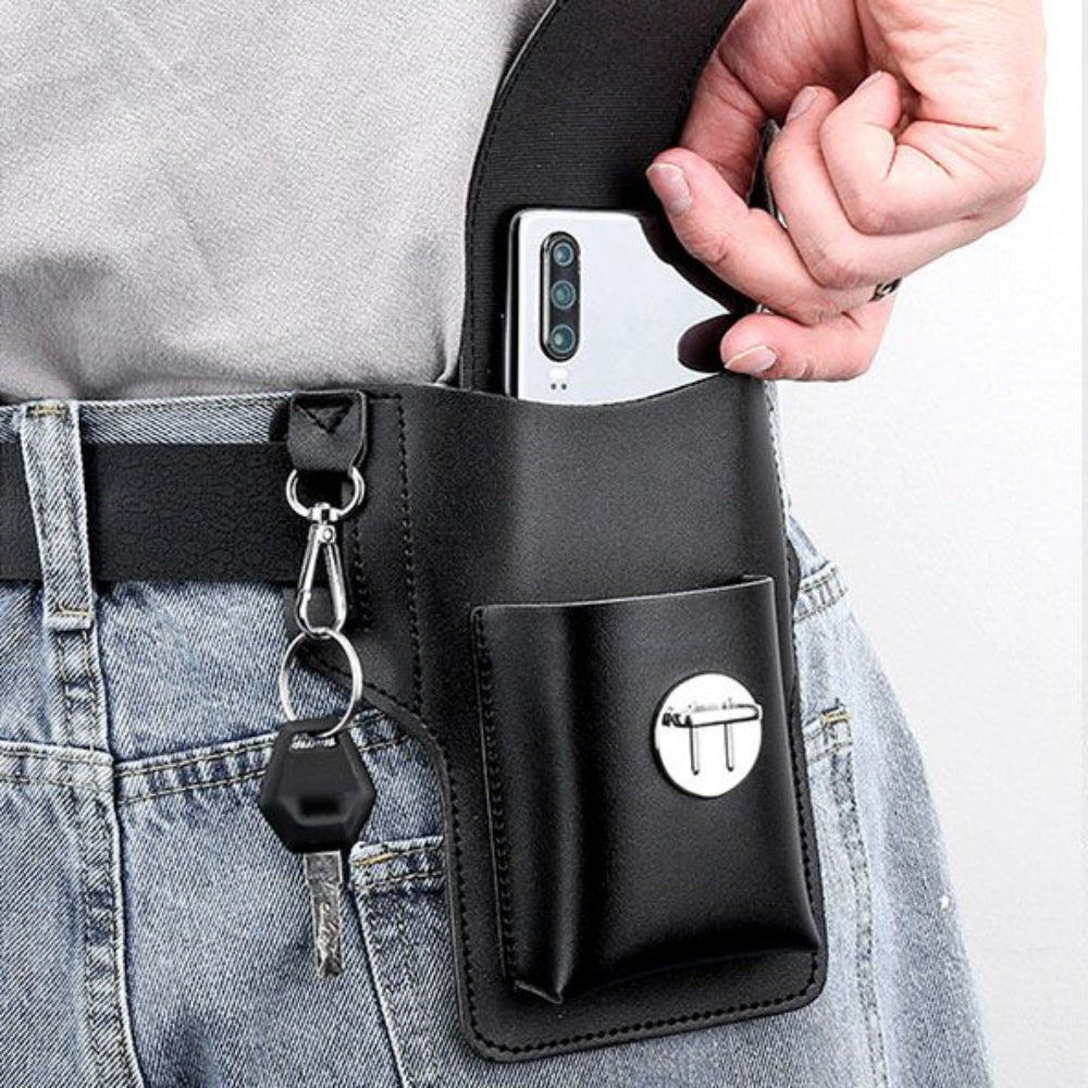 Leather Phone Case Belt Pouch Bag for Outdoor Use