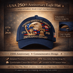 Adjustable Dad Cap Hat USA 250th Anniversary Eagle Patriots
