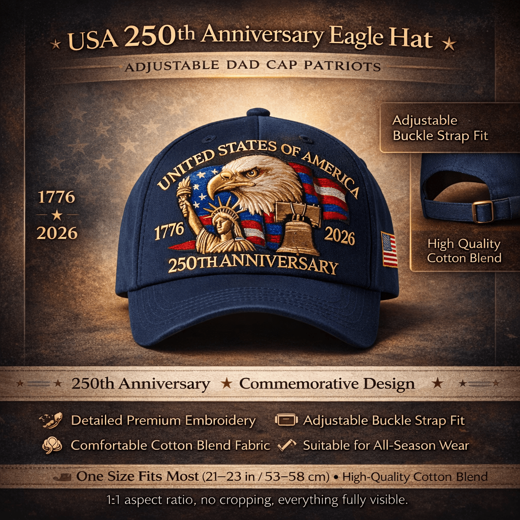 Adjustable Dad Cap Hat USA 250th Anniversary Eagle Patriots