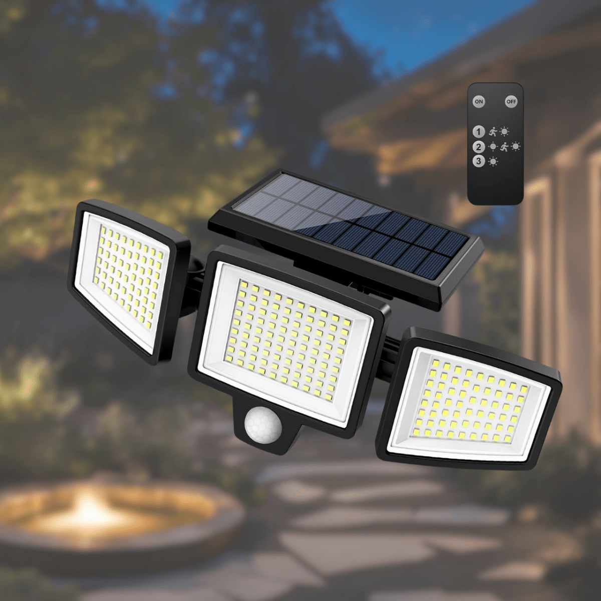 Solar Motion Sensor LED Security Light 3-Head Outdoor IP65