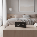 Wooden LED Digital Desk Clock Voice Control Adjustable Brightness