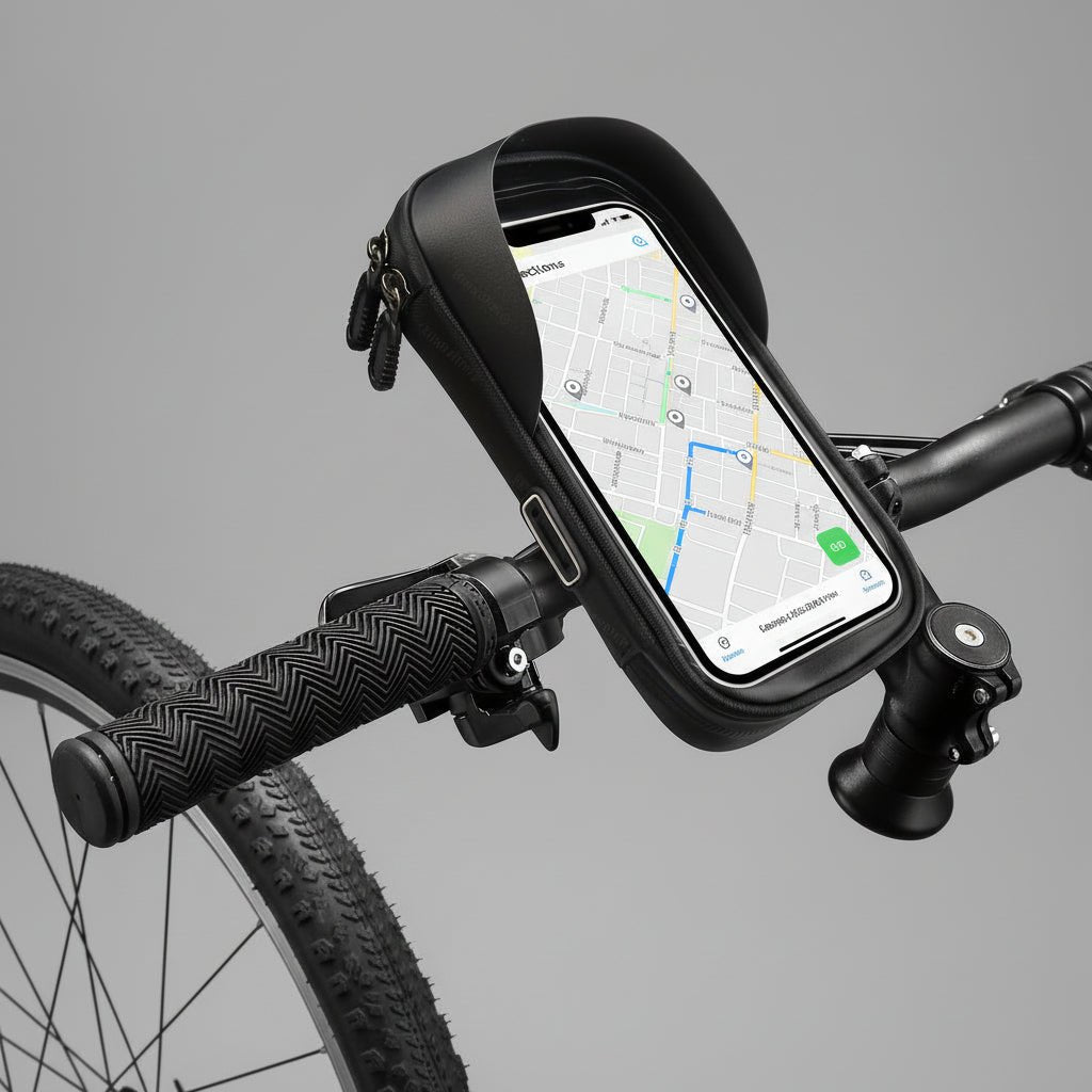 Motorcycle Handlebar Phone Holder Bag with 360 Degree Swivel Waterproof