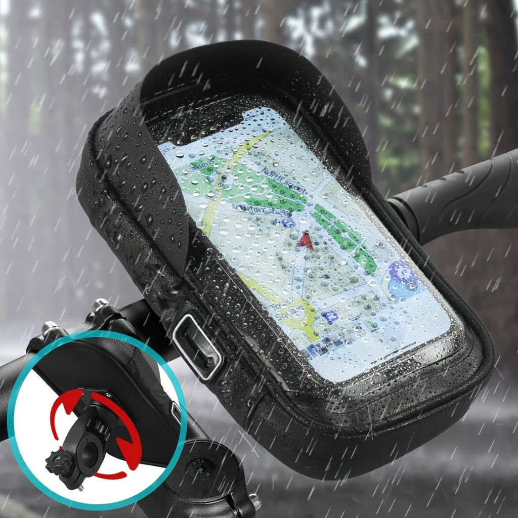 Motorcycle Handlebar Phone Holder Bag with 360 Degree Swivel Waterproof
