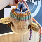 Women's Knit Beanie Hat with Antlers Winter Hat Accessory