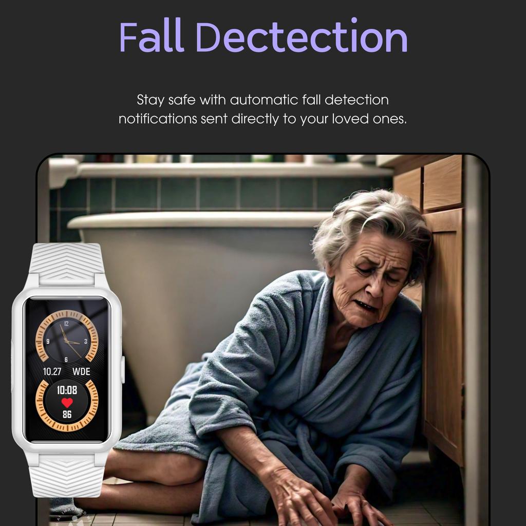 GPS Fall Detection Smartwatch for Seniors Square Digital Watch