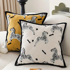Square Embroidered Cushion Cover with Zebra Dash Pattern