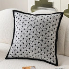 Square Embroidered Cushion Cover with Zebra Dash Pattern