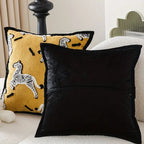 Square Embroidered Cushion Cover with Zebra Dash Pattern