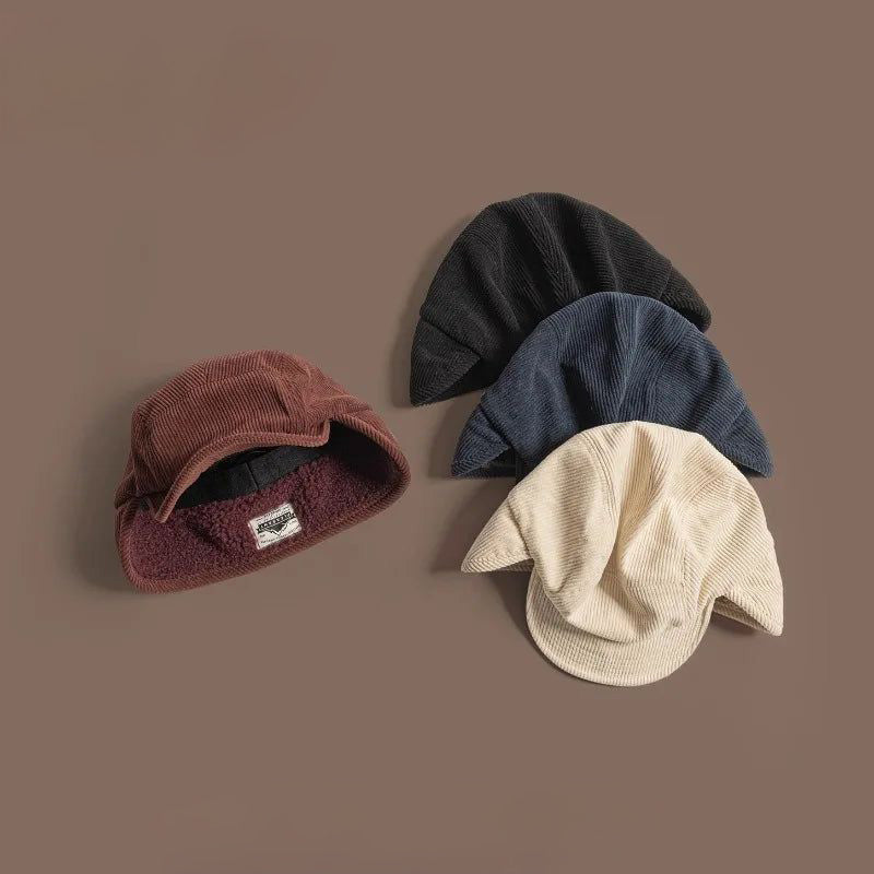 Corduroy Earflap Winter Hat Cap