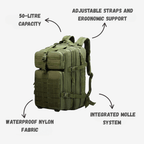 Waterproof Hiking Backpack 50 Liter Outdoor Backpack Pack