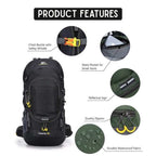 Hiking Backpack Waterproof Large Capacity 60L Camping Trekking Travel Bag