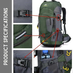 Hiking Backpack Waterproof Large Capacity 60L Camping Trekking Travel Bag