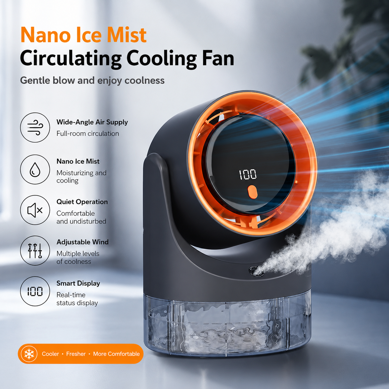 Mini Portable Electric Mist Fan Air Cooler Humidifier Adjustable