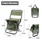 Foldable Camping Chair with Cooler Bag Portable Outdoor Fishing Stool