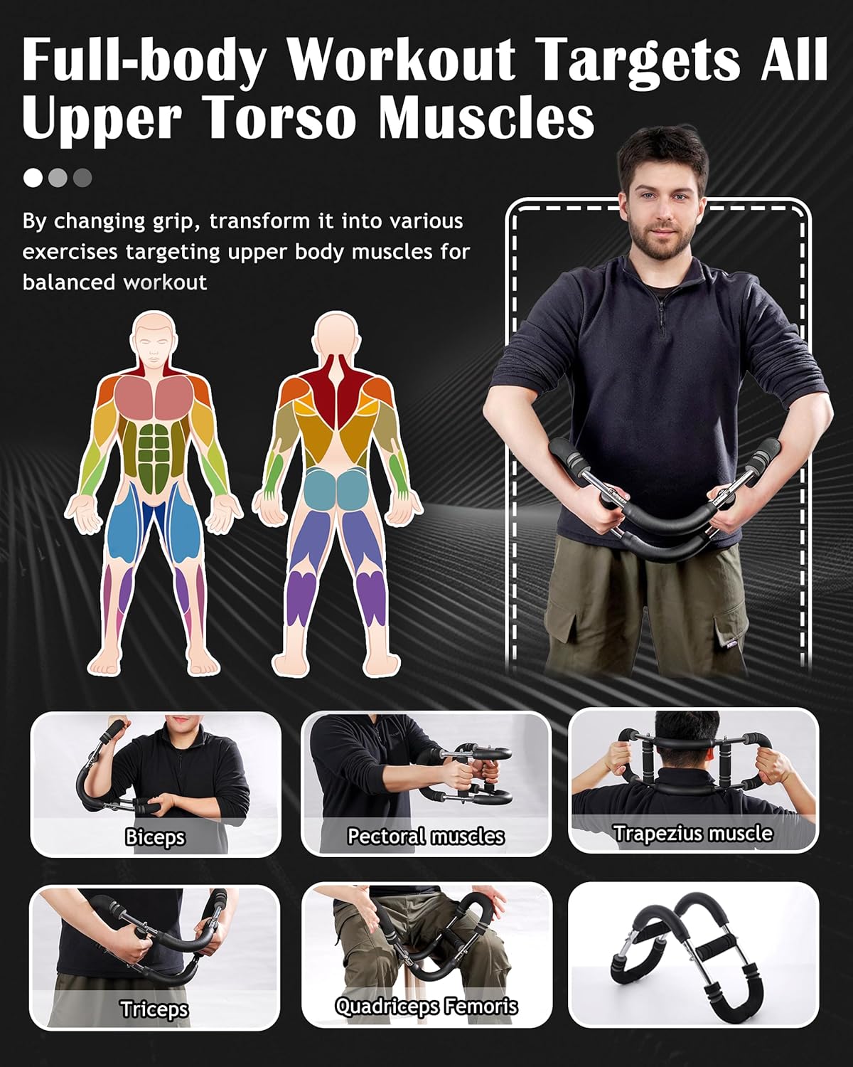 Adjustable Arm Exerciser Spring Bar Forearm Triceps Strength Trainer