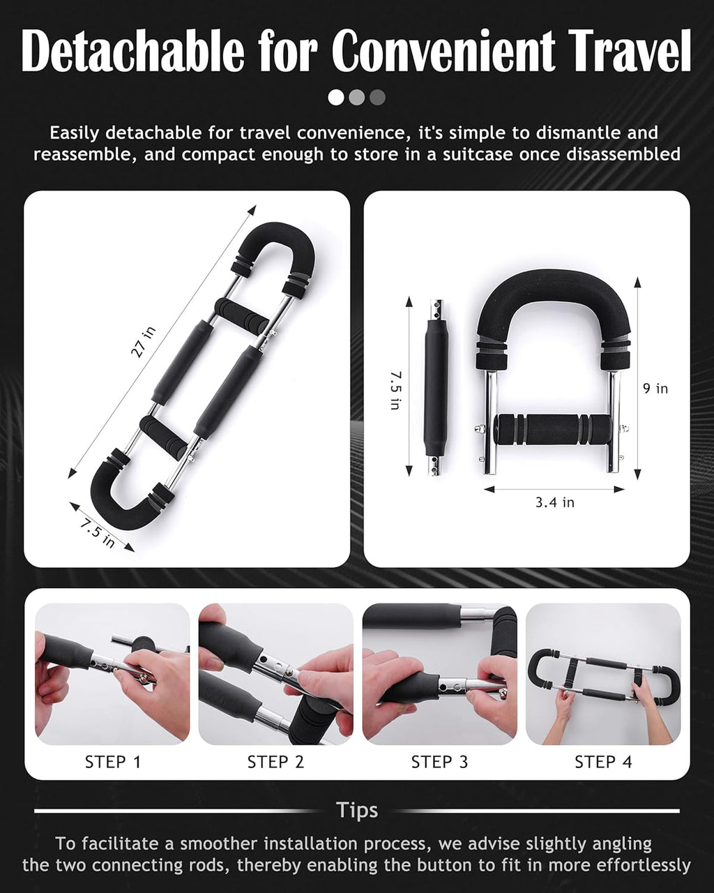 Adjustable Arm Exerciser Spring Bar Forearm Triceps Strength Trainer