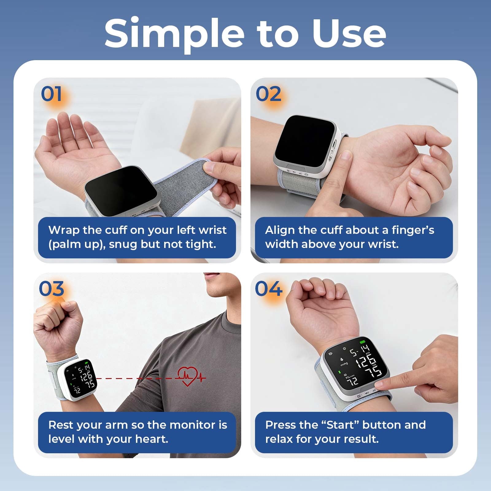 Automatic Rechargeable Wrist Blood Pressure Monitor