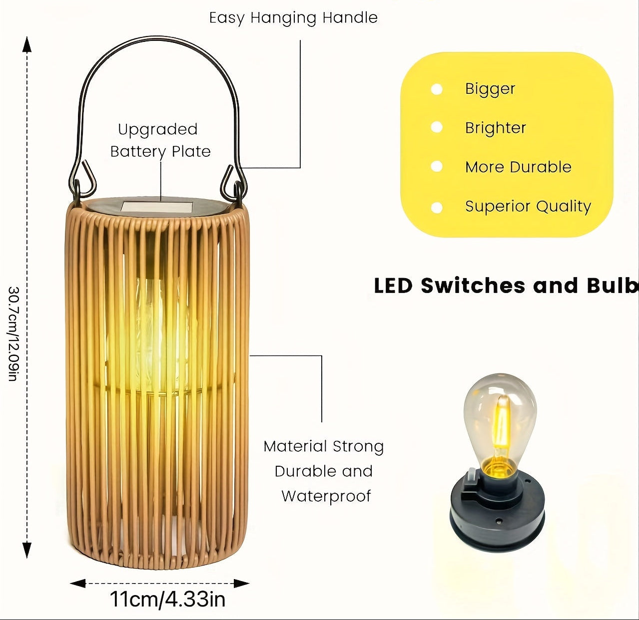 Solar Hanging Lanterns Set Outdoor Waterproof LED with Automatic Switch