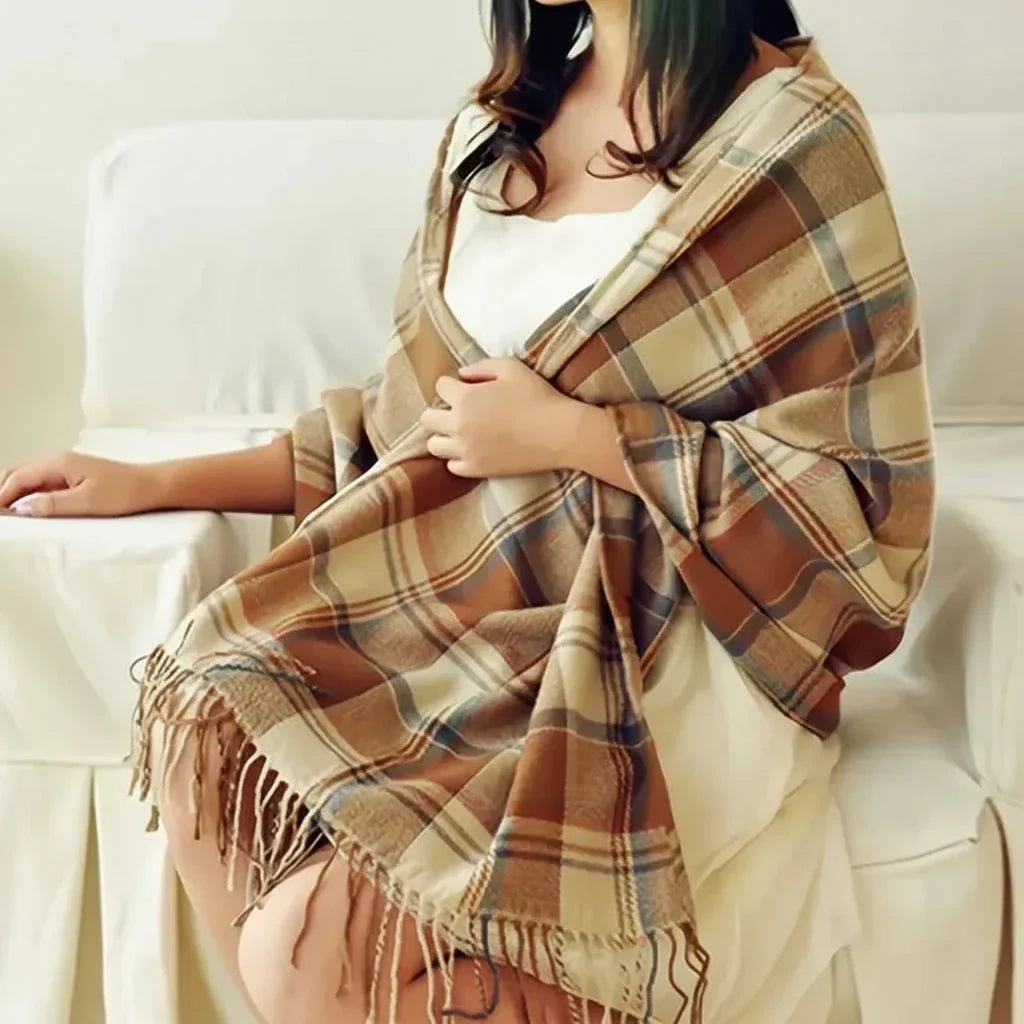 Women Large Square Winter Scarf Wrap Wool Blend Wrap Scarf