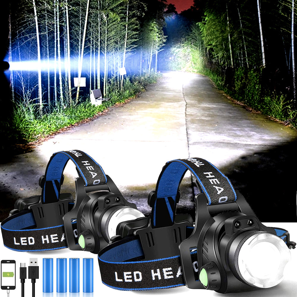 Rechargeable LED Headlamp with Dual Rechargeable Batteries
