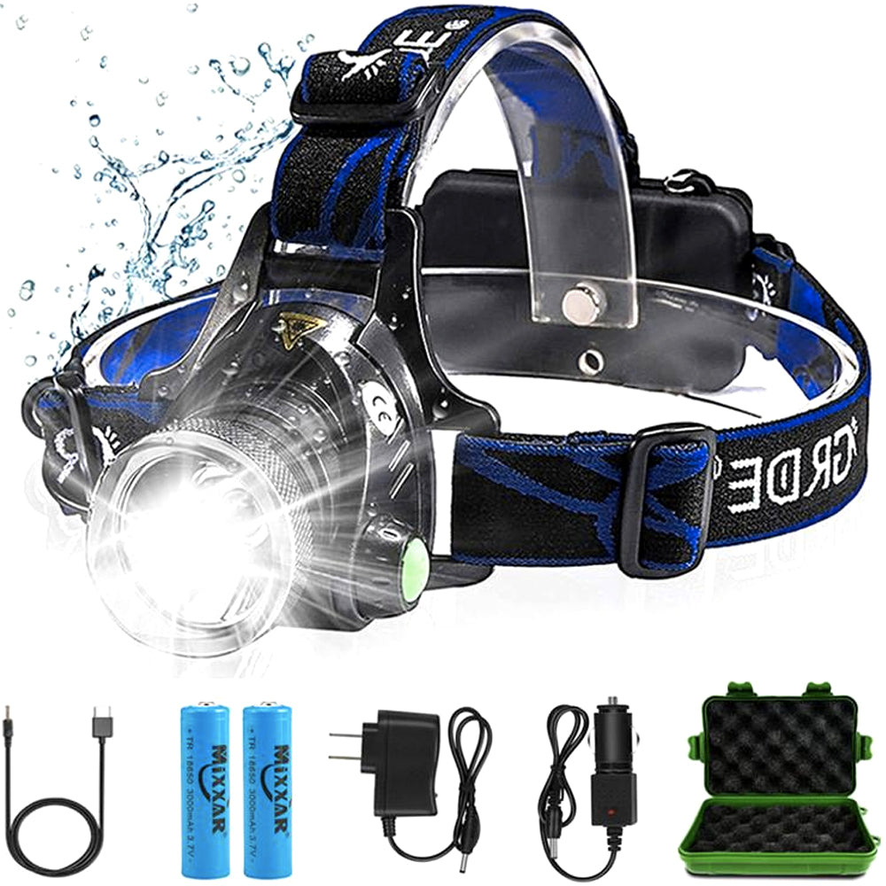 Rechargeable LED Headlamp with Dual Rechargeable Batteries