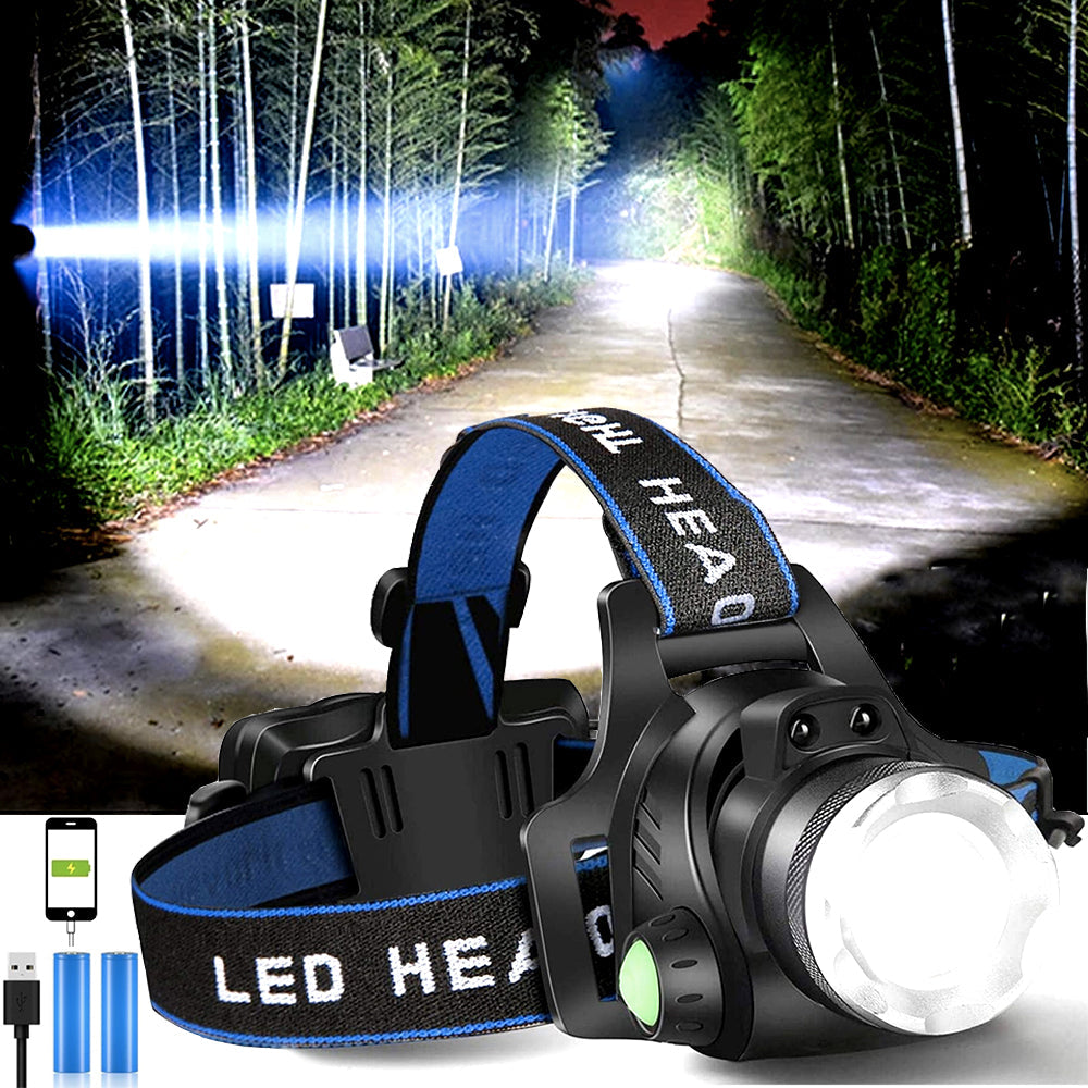 Rechargeable LED Headlamp with Dual Rechargeable Batteries