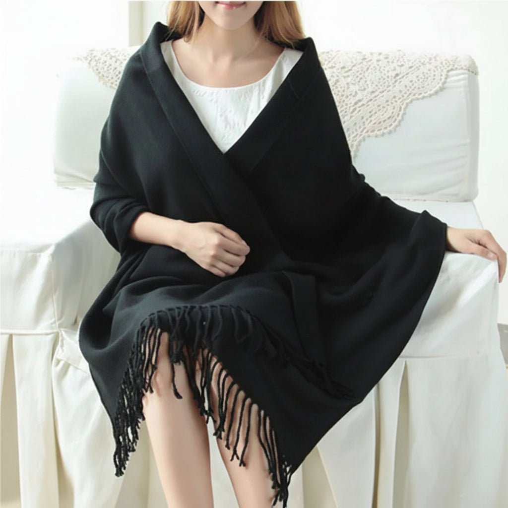 Women Large Square Winter Scarf Wrap Wool Blend Wrap Scarf