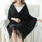 Women Large Square Winter Scarf Wrap Wool Blend Wrap Scarf