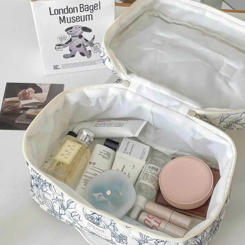 4 Piece Quilted Makeup Bag Set Organizer Pouches Cosmetic Storage Bags