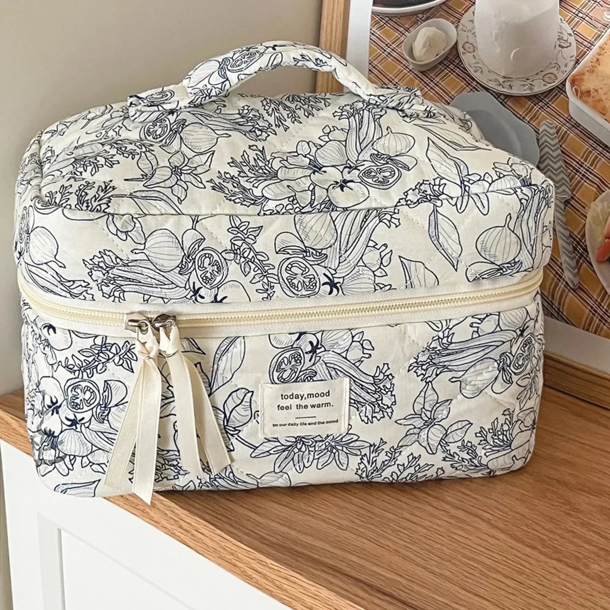4 Piece Quilted Makeup Bag Set Organizer Pouches Cosmetic Storage Bags