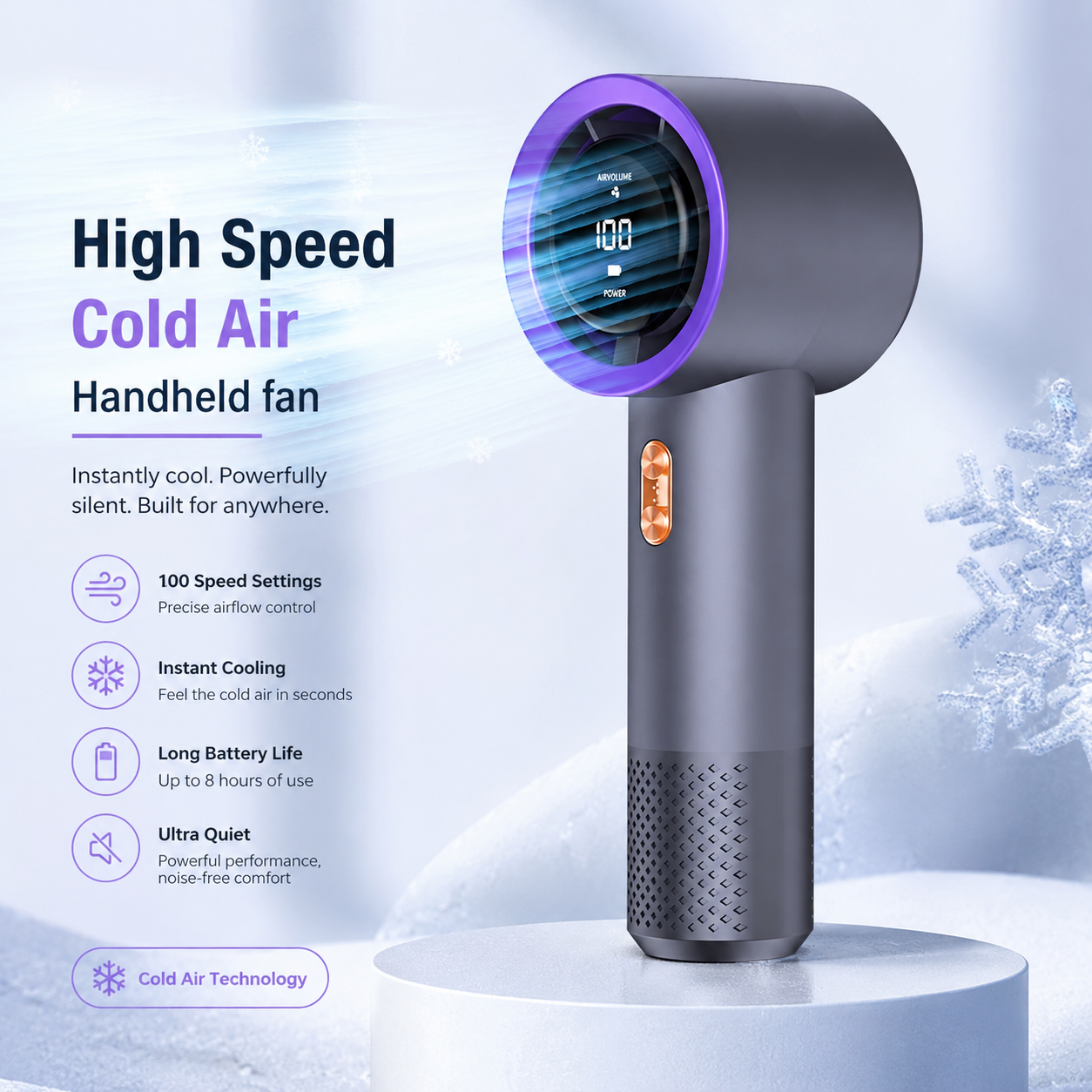Tragbarer, handgehaltener, blattloser Mini-USB-Ventilator mit hoher Geschwindigkeit und wiederaufladbarem Akku