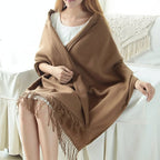 Women Large Square Winter Scarf Wrap Wool Blend Wrap Scarf