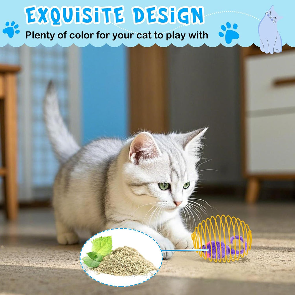 Cat Spring Ball Toy Set for Kittens and Cats Interactive Pet Toys
